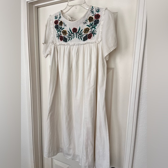 Roolee Dress off White Embroidered Floral Small cottagecore tunic praire - Picture 7 of 12